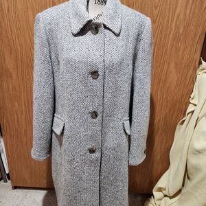 Worthington Black and White Herringbone Trench Coat